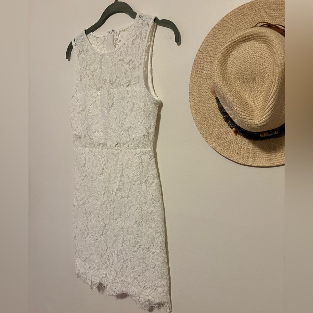 Lulu's Ivory Lace Sleeveless Mini Dress - Picture 2 of 10